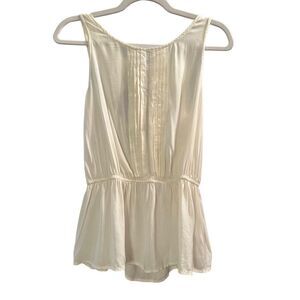 Anthropologie Vanessa Virginia Ivory Pleated Sleeveless Blouse boho peasant effo